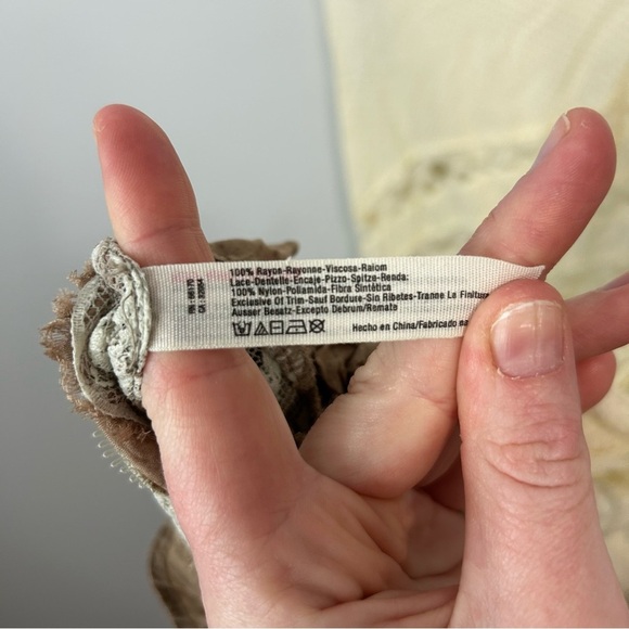 Free People Intimately Brown Cream Voile And Lace Trapeze Mini Dress Size Small - Picture 3 of 5